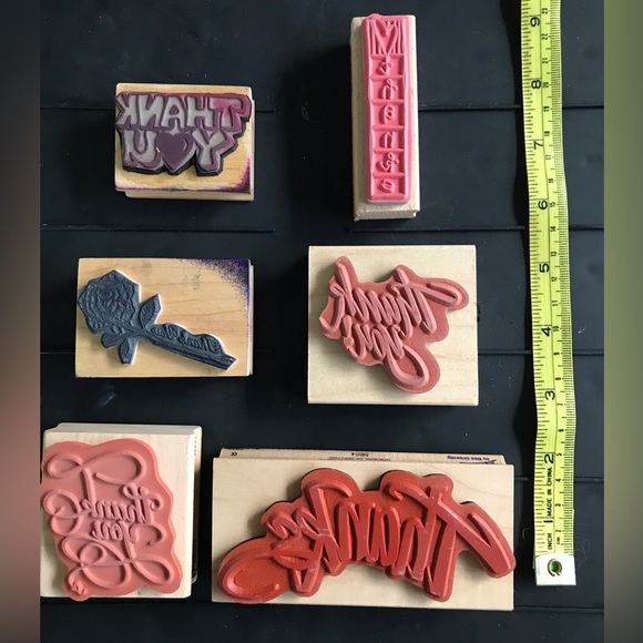 Wood Mounted Rubber Stamps - 6 piece lot - Picture 2 of 2